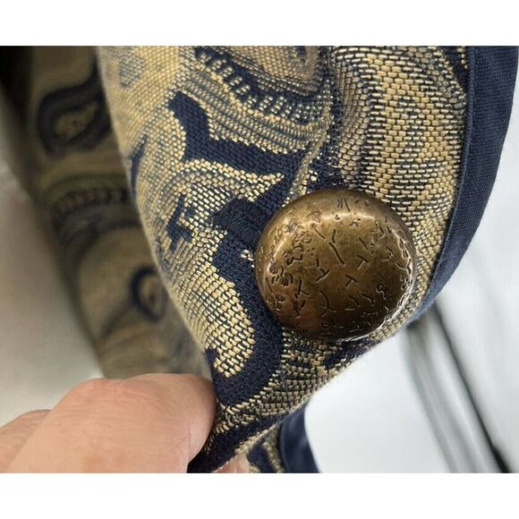 Trimdin Artisan Jacket Size Small Navy Blue Paisley Reversible Jacquard New - Picture 11 of 12
